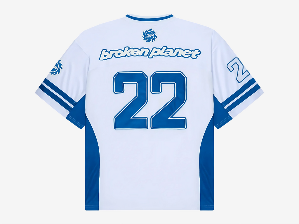 Broken Planet Football Jersey White Blue