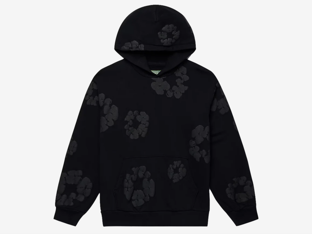 Denim Tears Cotton Wreath Hoodie Monochrome Black